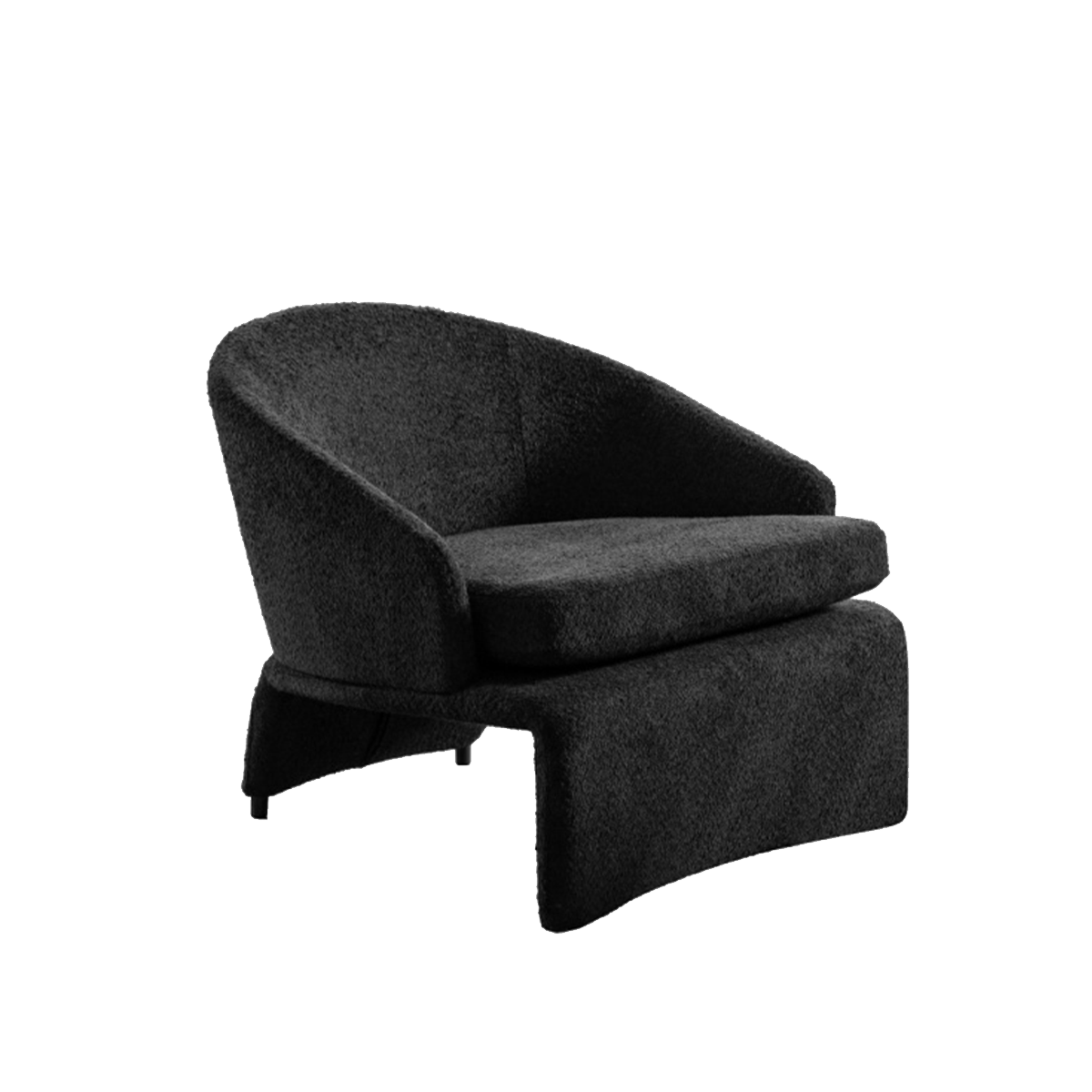 Side view of the black lounge chair
