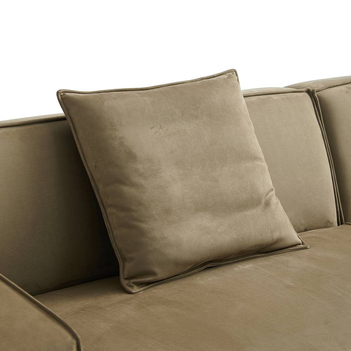 Close-up view of the sofa cushion and backrest showing the matte fabric texture
