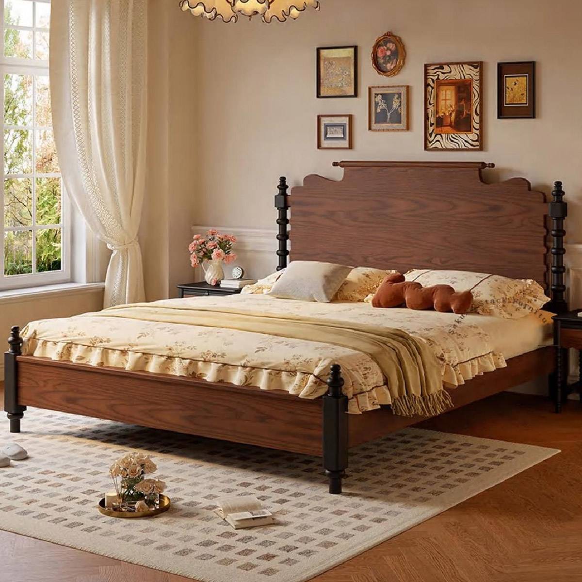 Mid-Century Solid Wood Bed (A51-YZ320-2)