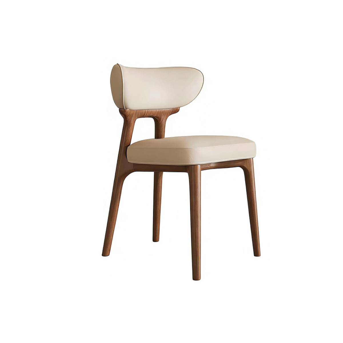 Dining chair with walnut wood frame and grey seat