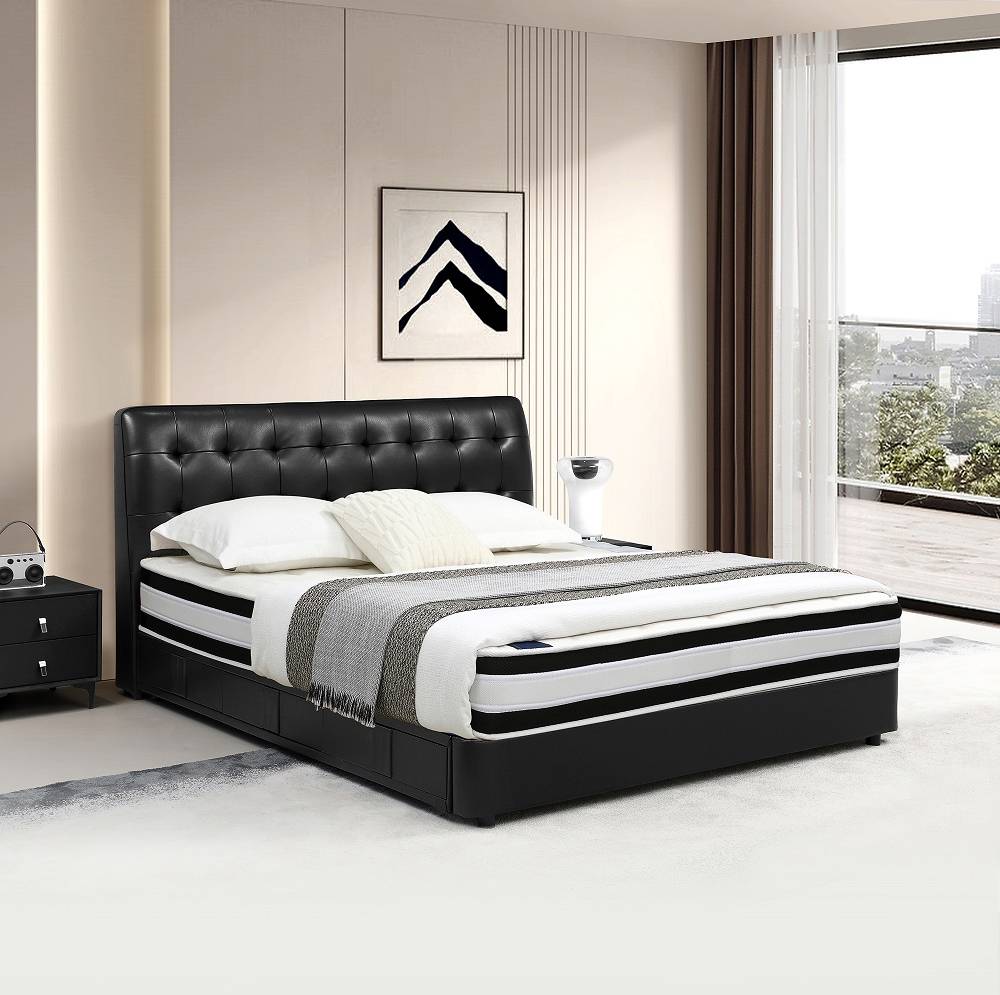 Close-up of the bed frame and mattress side
