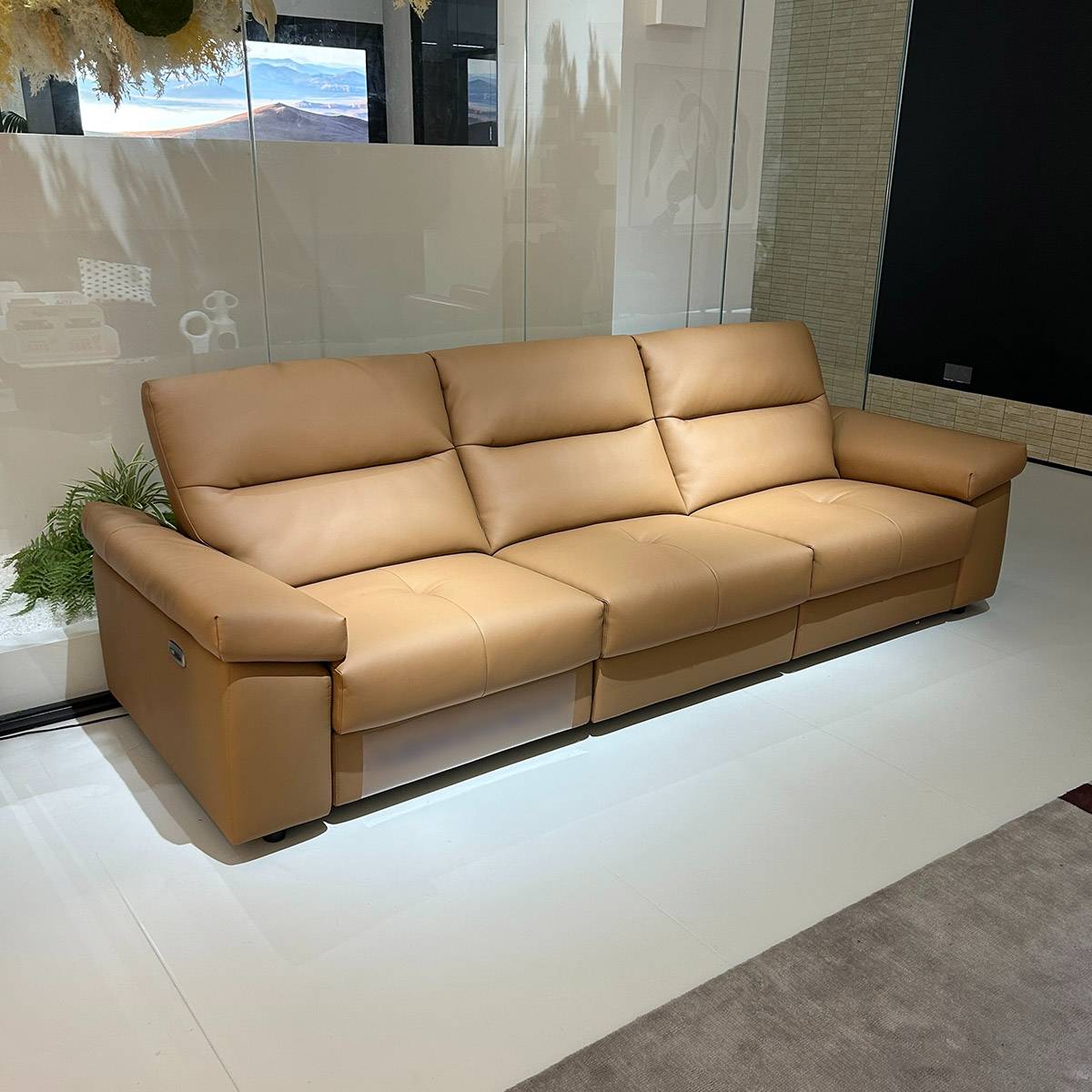 Straight Eco-Leather Functional Sofa 3-Seater (B22-R0581)