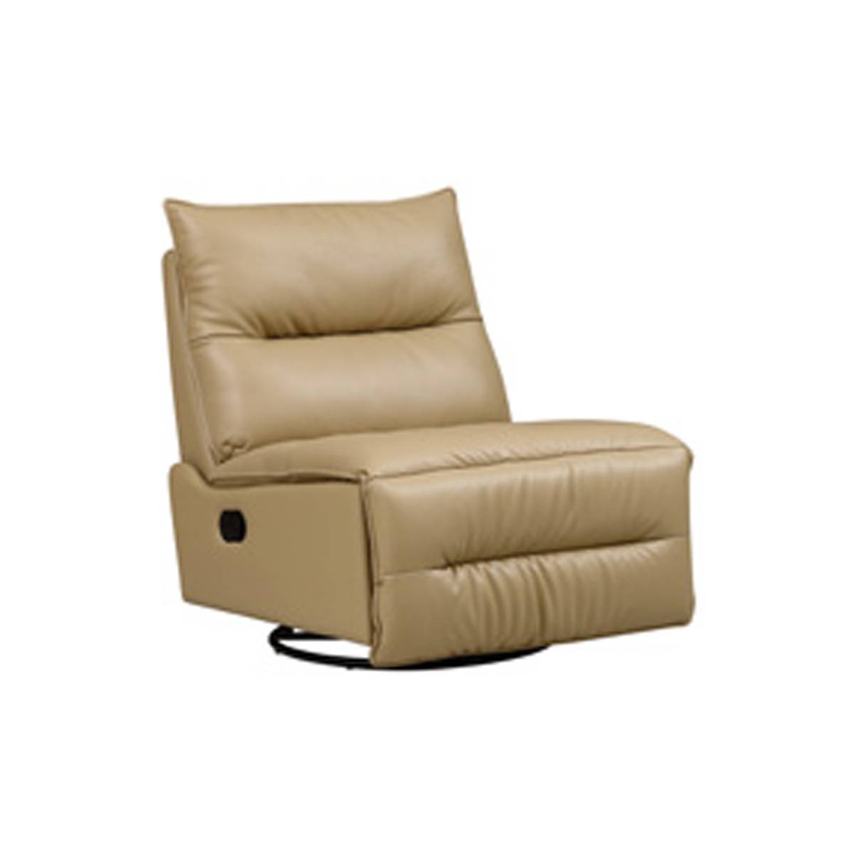 Beige recliner chair in upright position without armrests