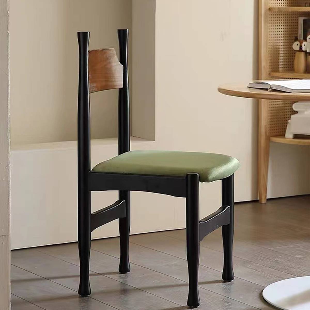 Close-up of the dining chair seat and frame details