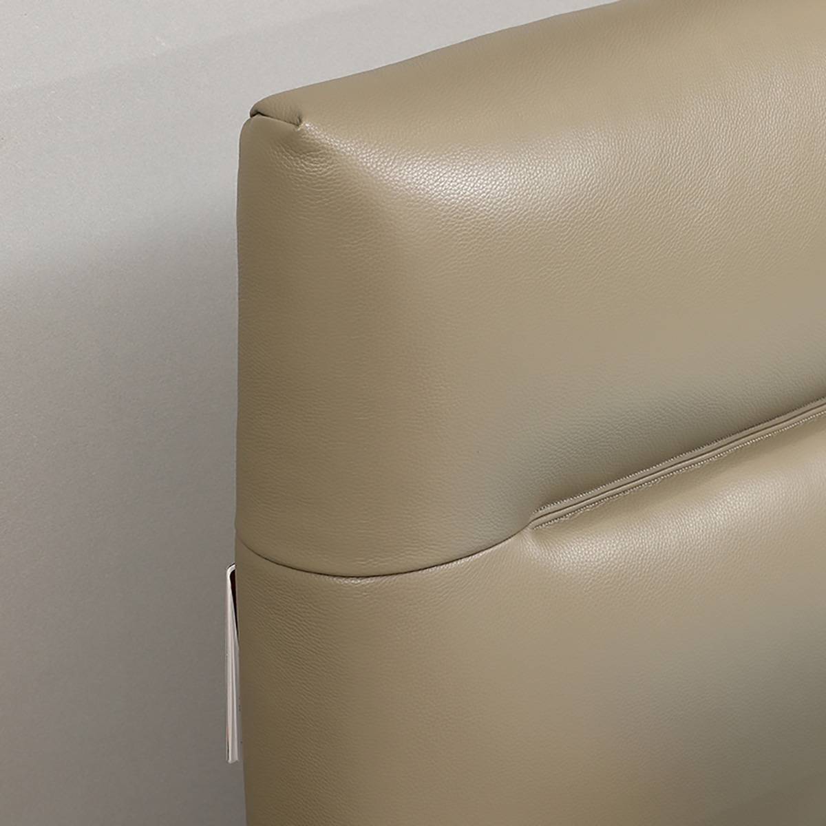 Close-up of the leather texture on the headboard corner