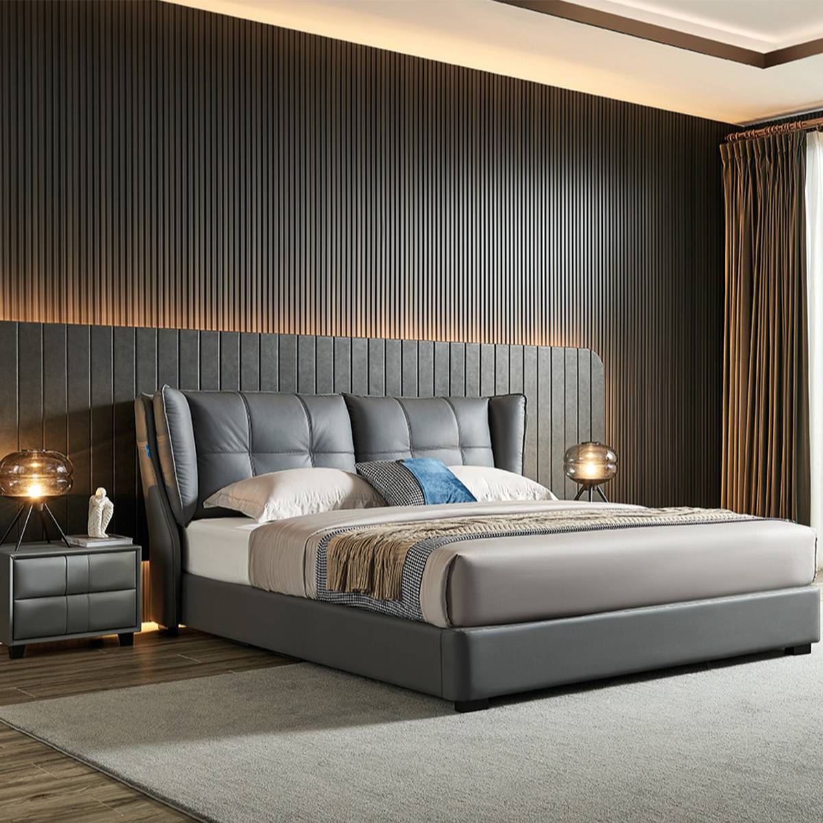 Top-Grain Leather Soft Bed 1.8M (B22-M1637)