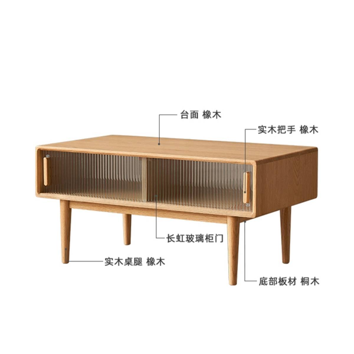 Diagram labeling materials of the Fuji coffee table