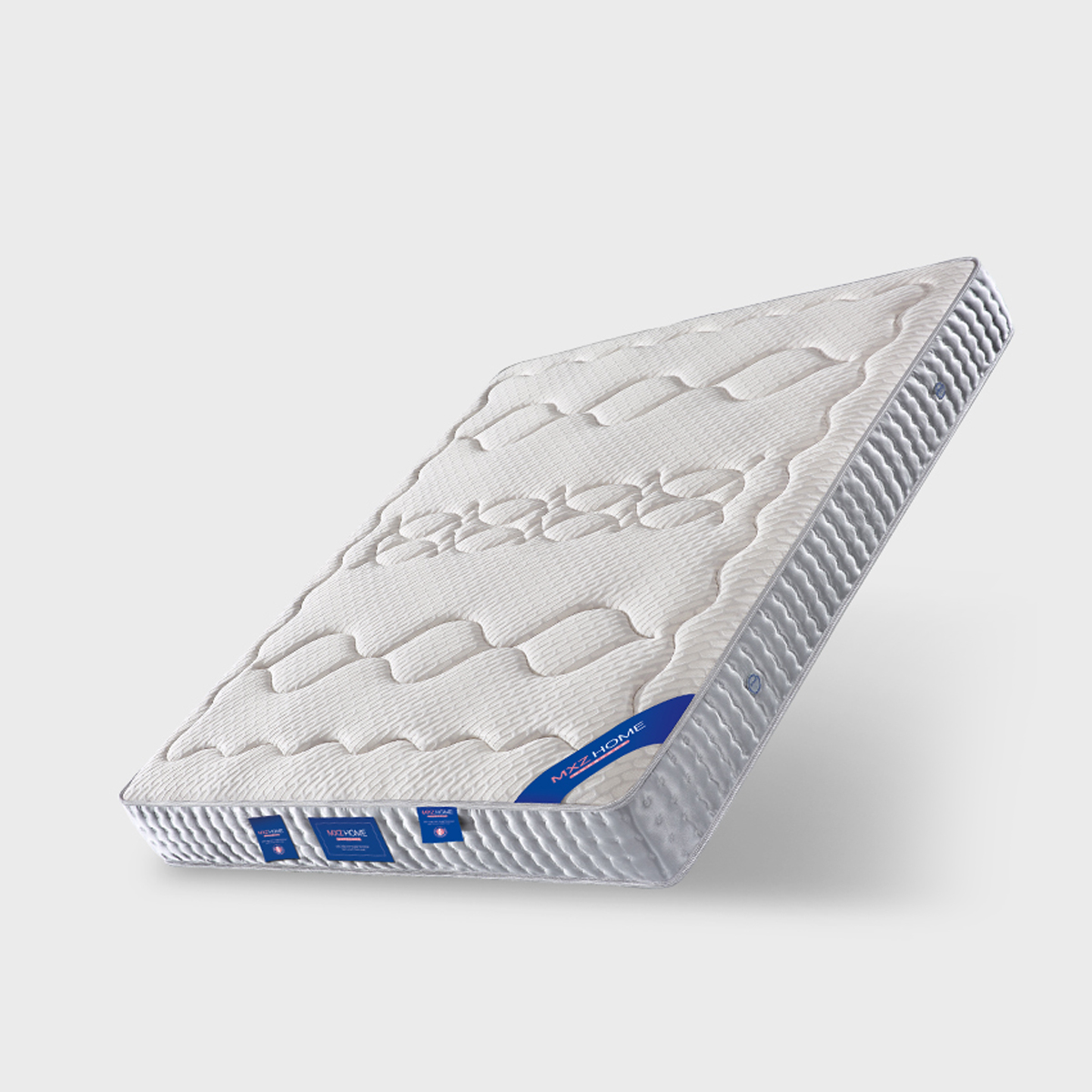 Angled view of the mattress showing the side profile and reinforced edges