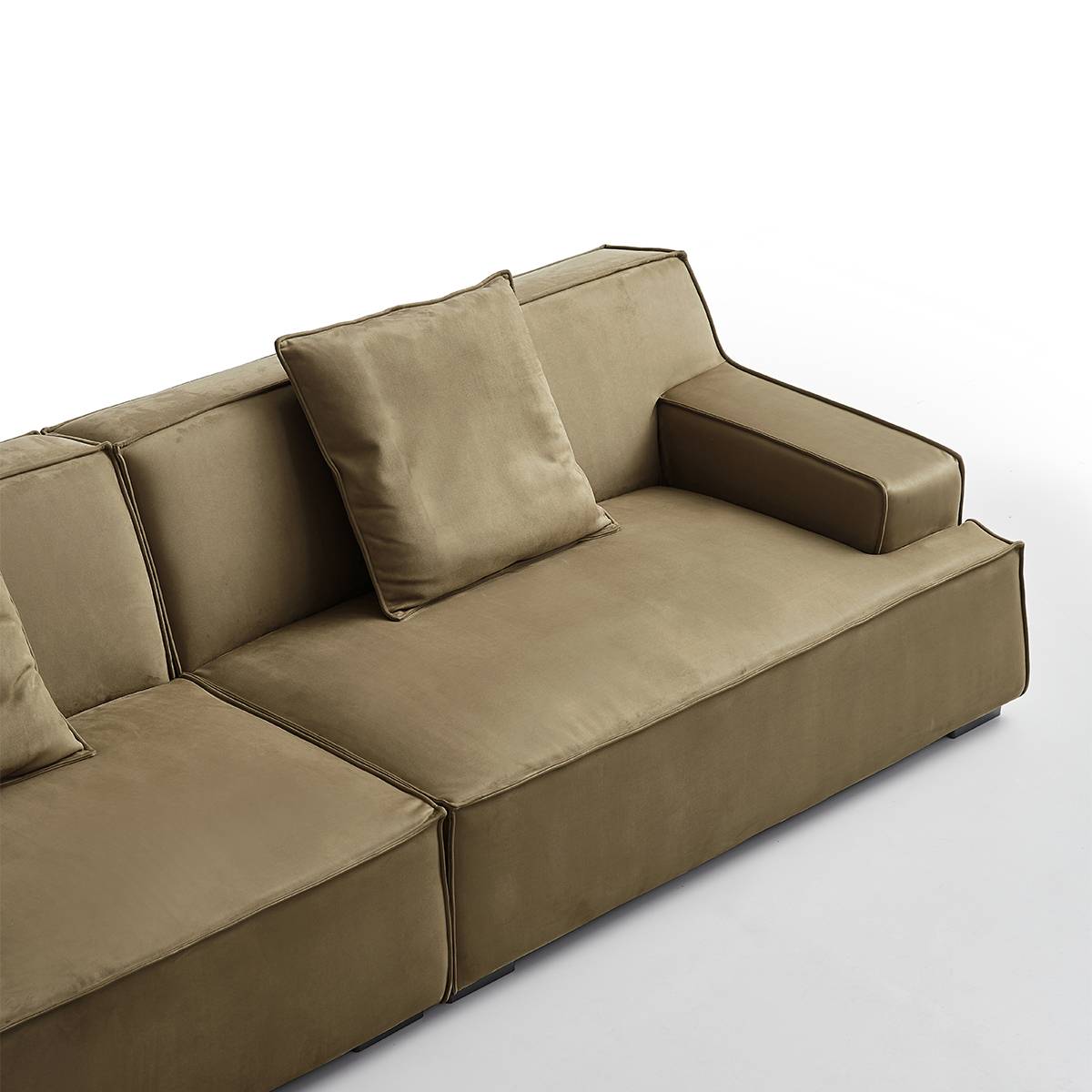 Close-up detail of the sofa seat cushion and back pillow
