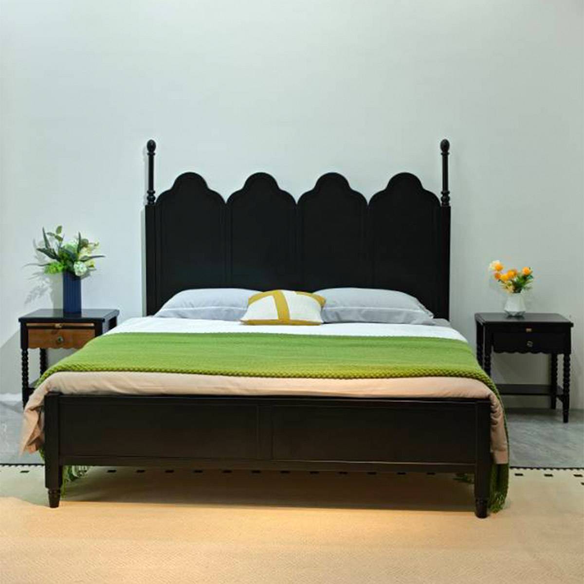 Mid-Century Solid Wood Bed (A76-308 Wood)
