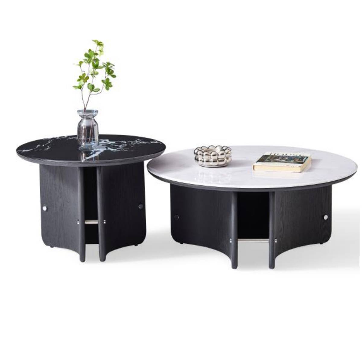 Studio shot of the coffee table set against a white background