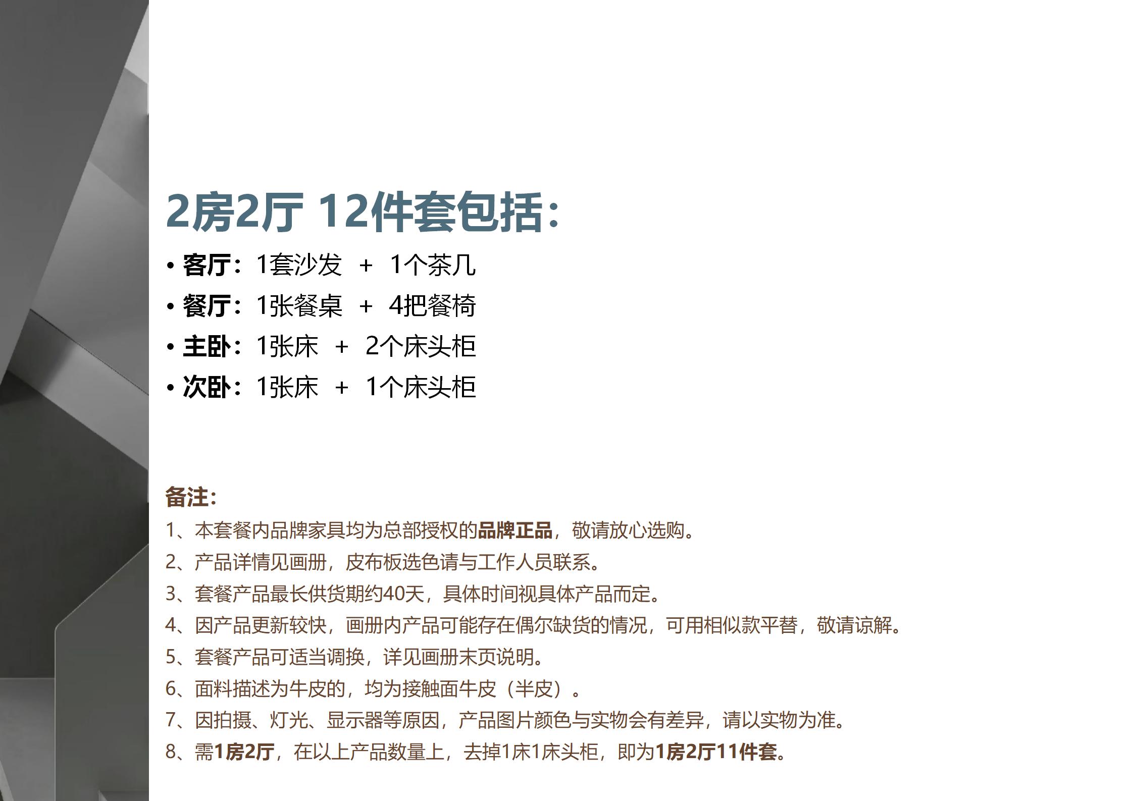 List of items included in the 12-piece package