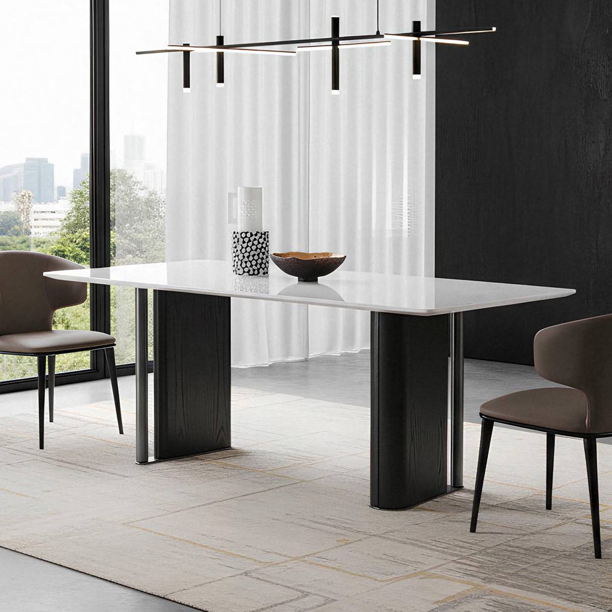 Natural Stone Royal White Jade Long Dining Table (B10-TDJ-17)
