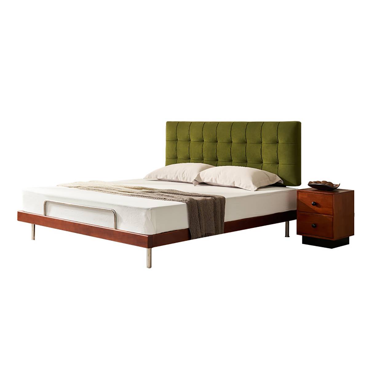 Three-quarter view of the bed against a white background