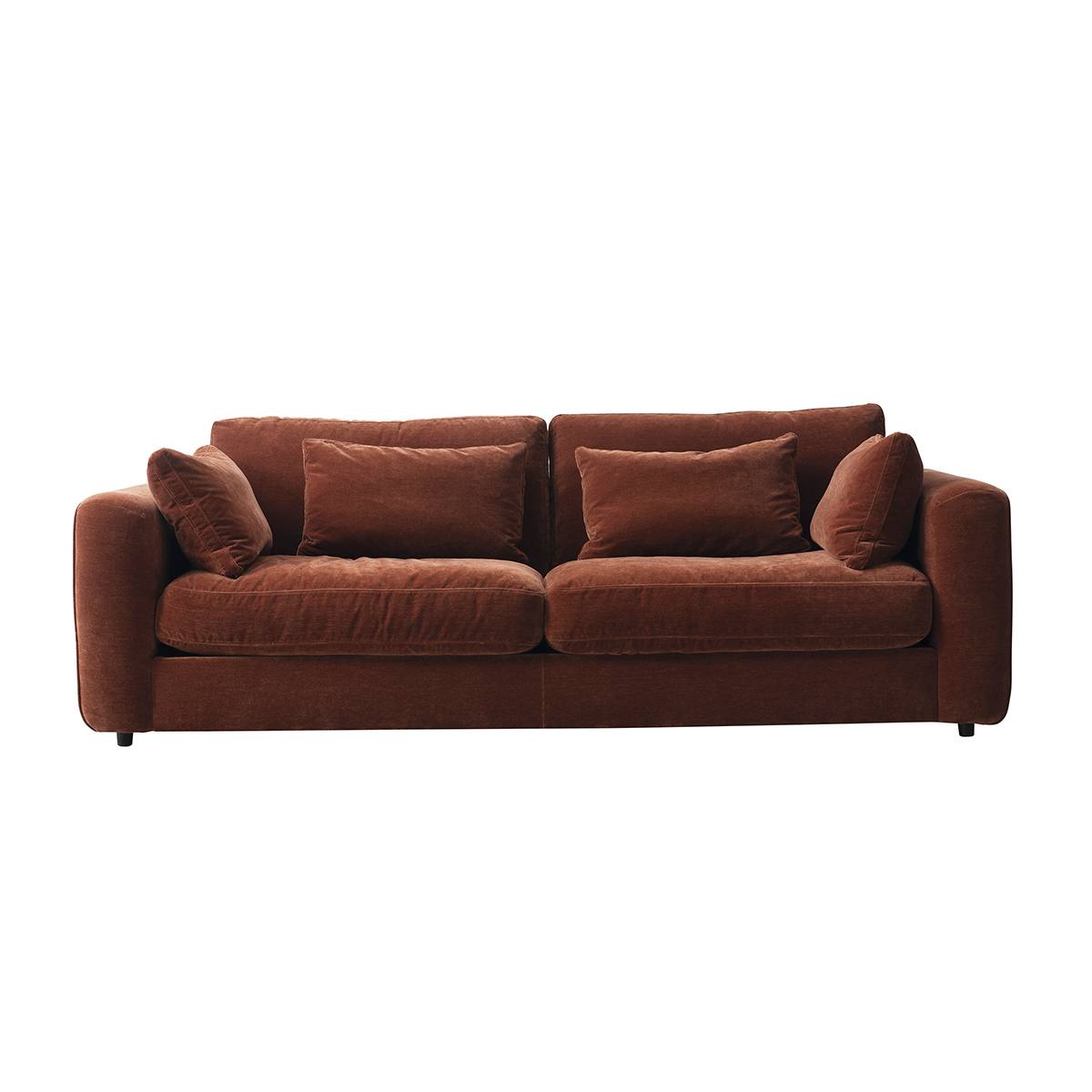 Brown fabric sofa front view