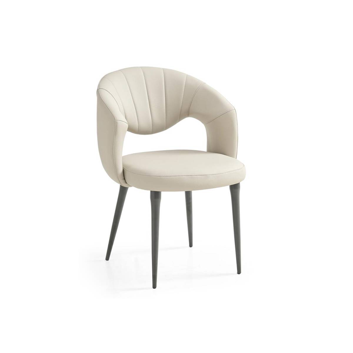 Front view of light grey modern dining chair