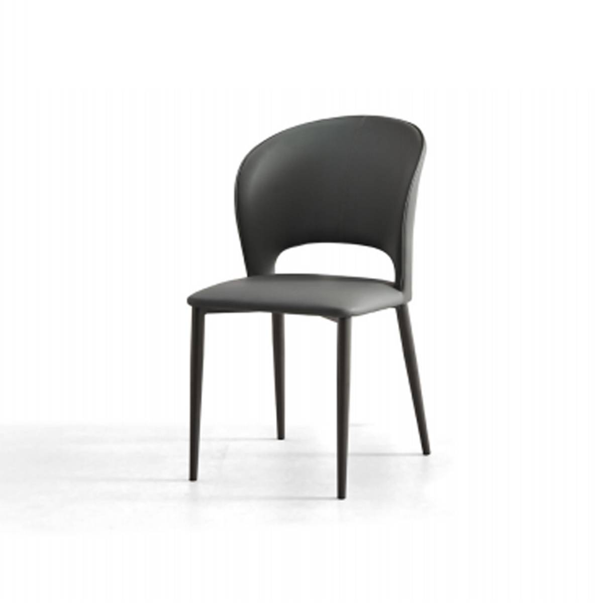 Front view of dark grey modern dining chair