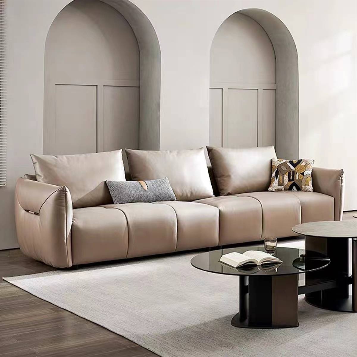 Straight 4-Seater Fabric Sofa (B12-218)