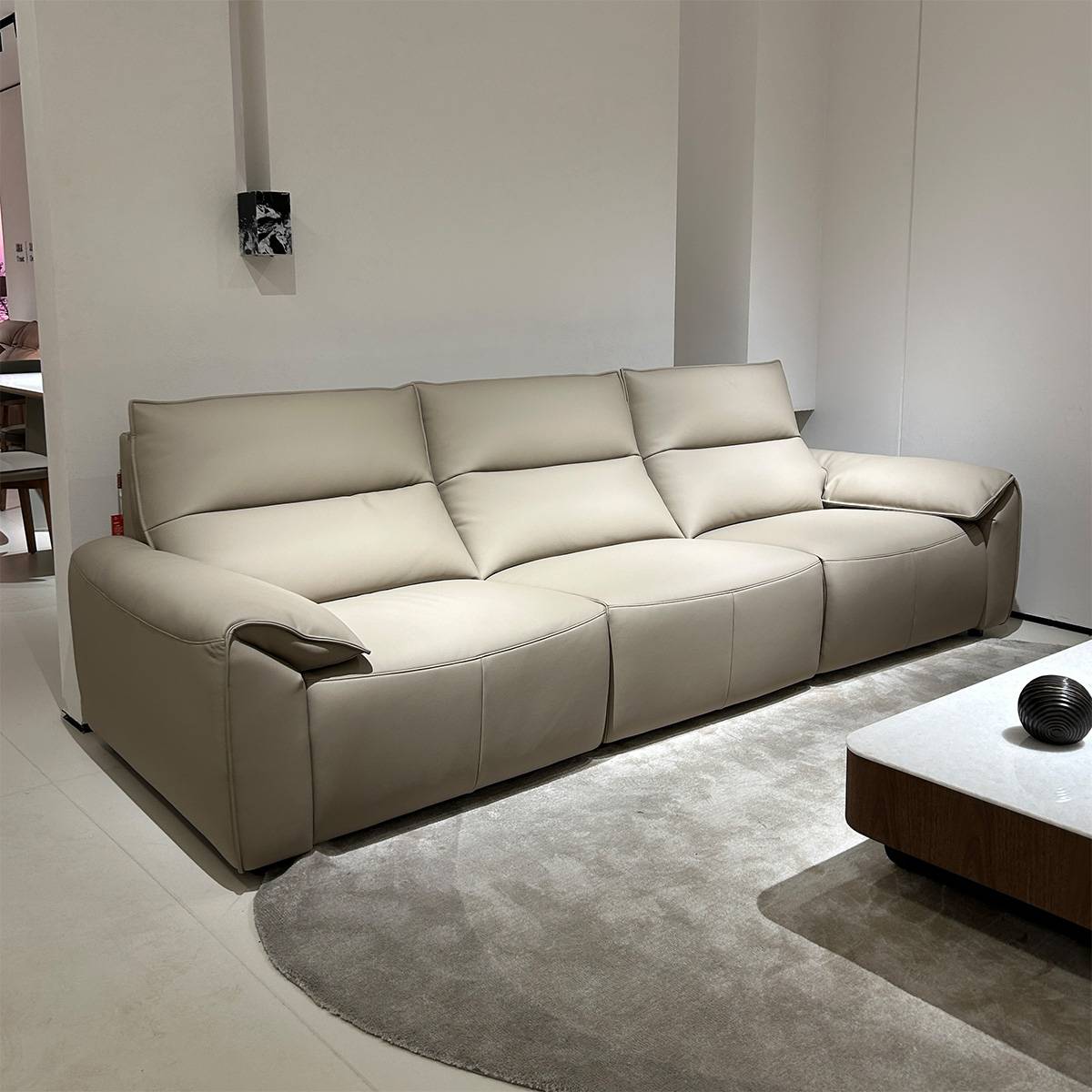Straight Eco-Leather Functional Sofa 3-Seater (B22-T819)