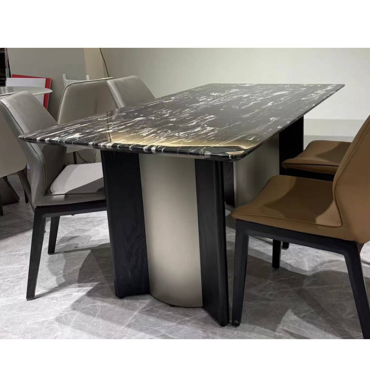 Black Ice Flower Natural Stone Dining Table (B65-2406)