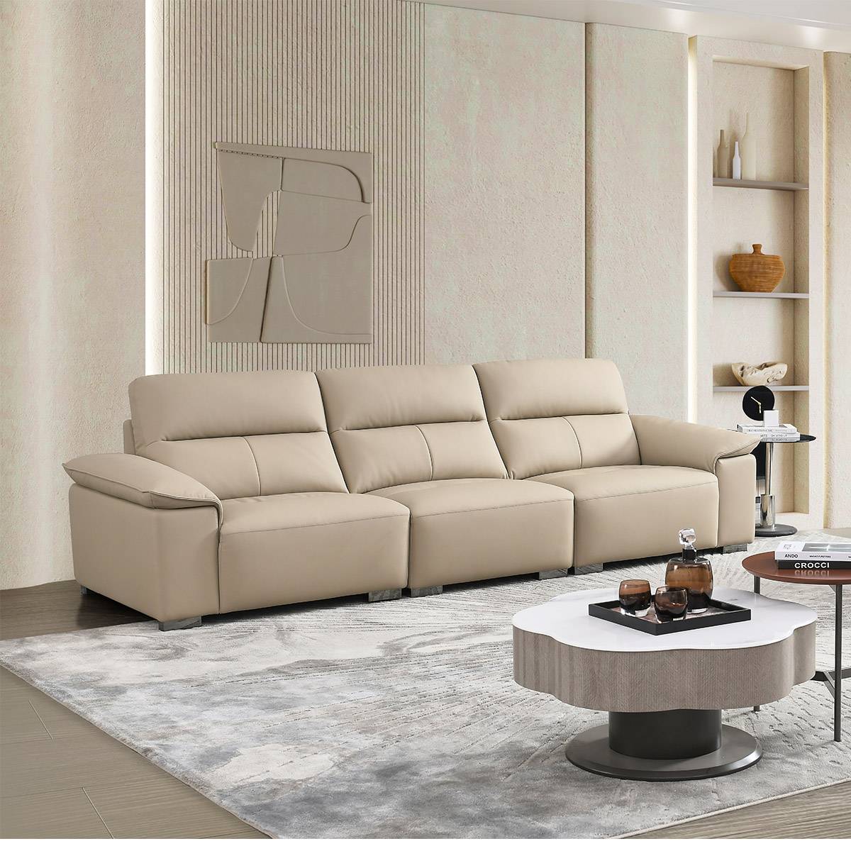 Genuine Leather Straight Sofa (B04-A9971)