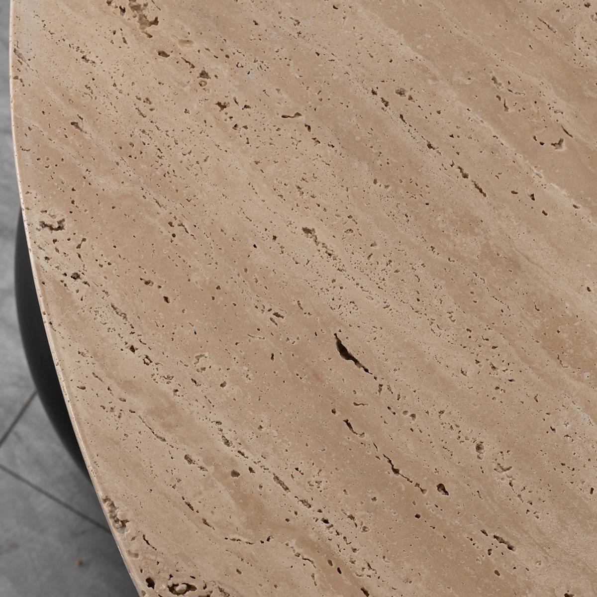 Top-down close-up of the travertine surface texture