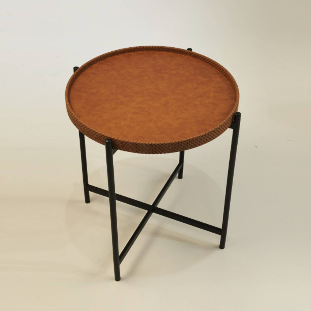 Saddle Leather Side Table (B45-1013B)