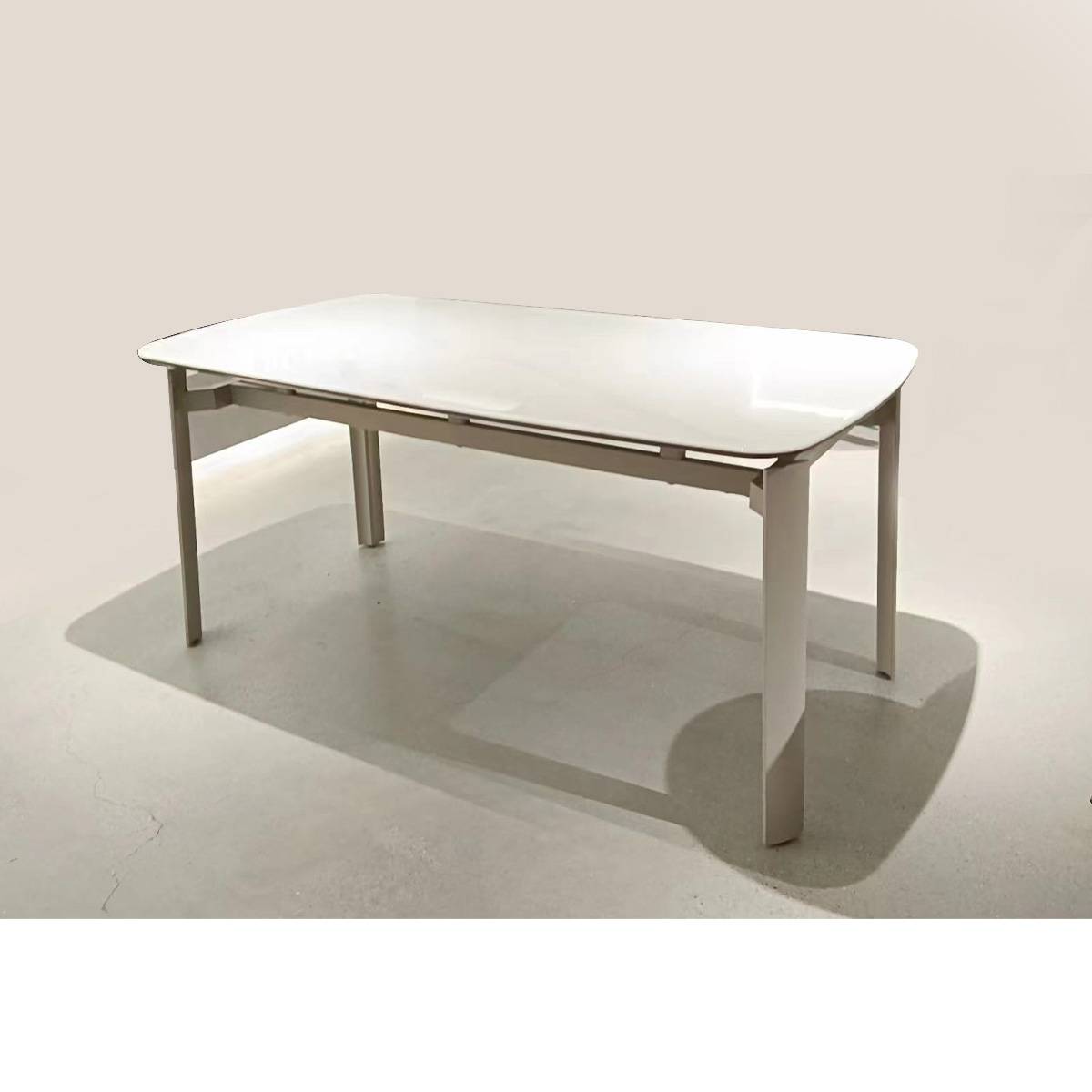 Side view of dining table showing frame structure