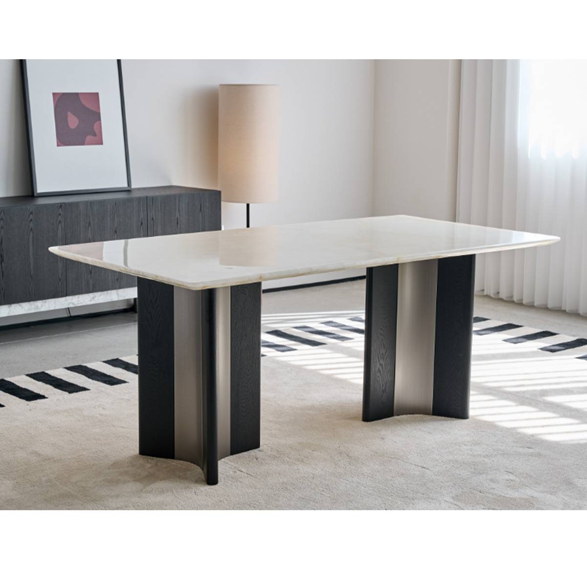 Brazilian Ice Diamond / Diamond White / Bulgari Black Natural Stone Luxury Dining Table (B10-TDj-35)