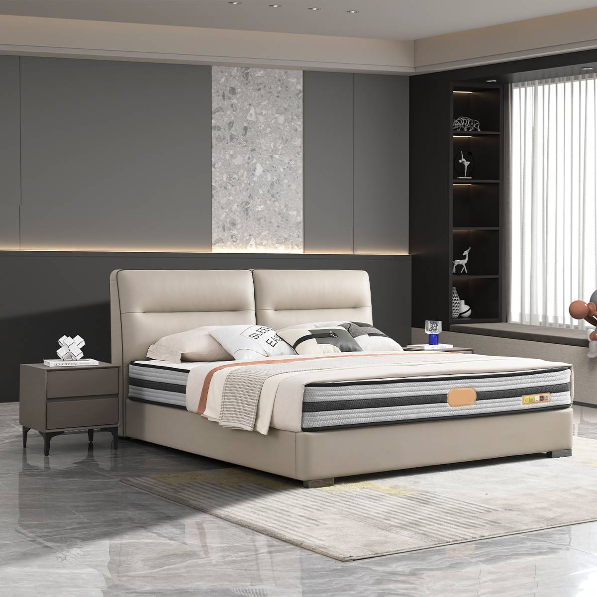 Top-Grain Leather Soft Bed (B04-A8907)