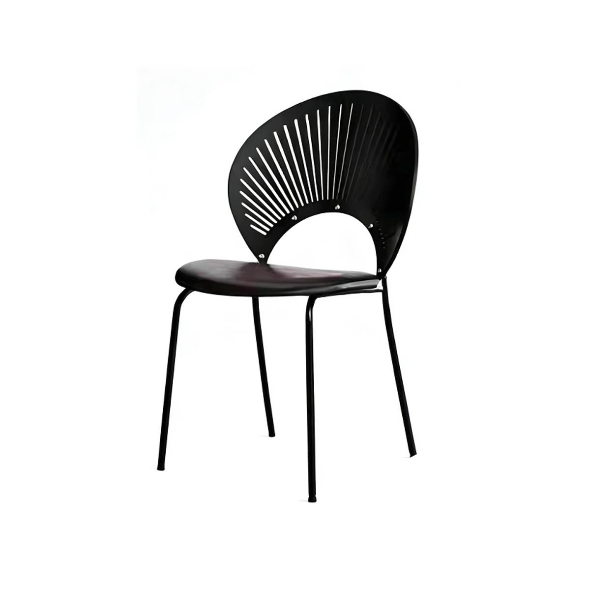 Orange mid-century modern dining chair with fan backrest