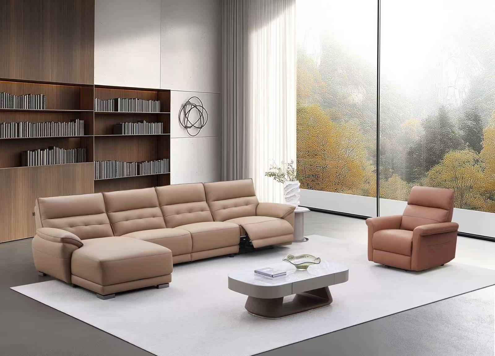 Genuine Leather Corner Recliner Sofa (B20-367)