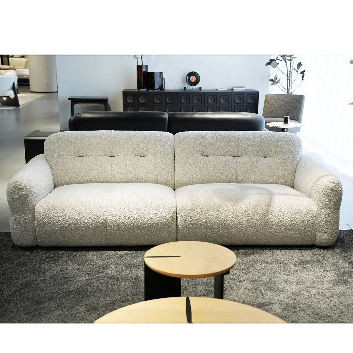 Front view of the white fabric cloud sofa