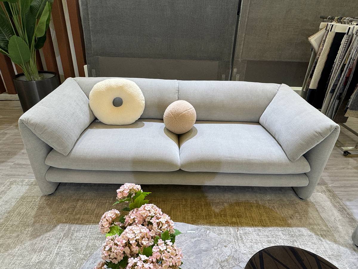 Front view of the Lucas Sofa with decorative pillows