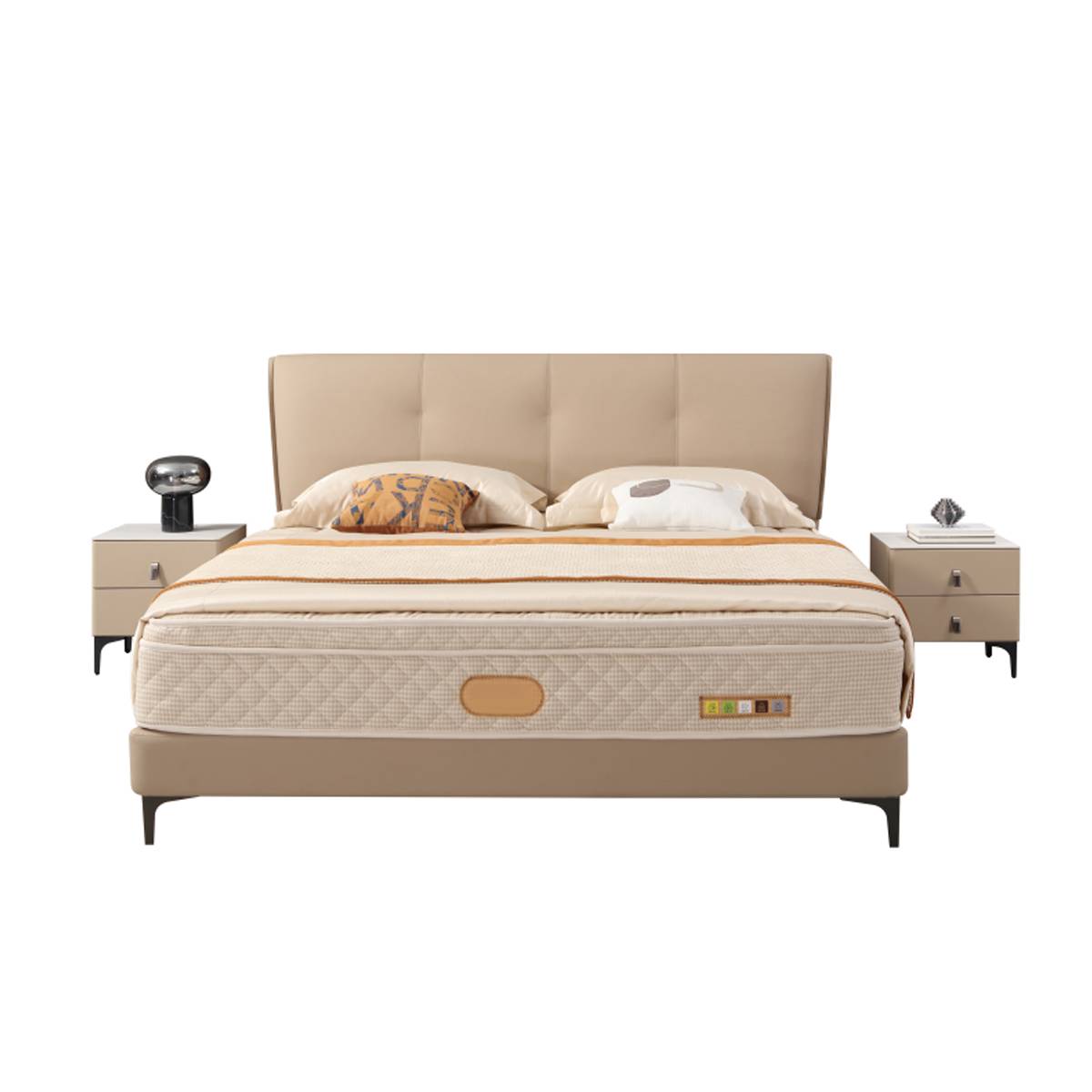 Side view of the bed showing the headboard profile and mattress