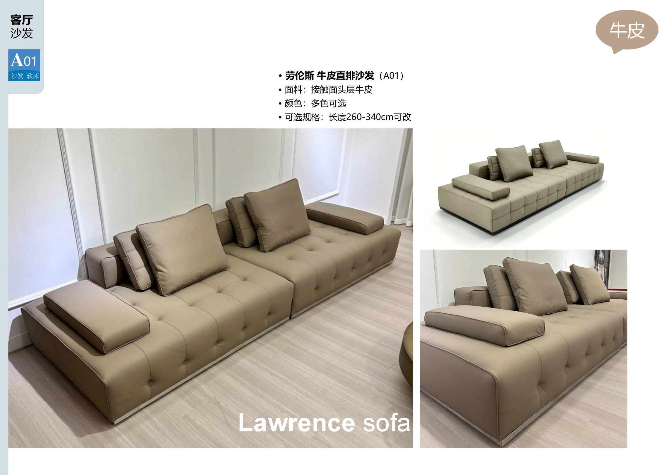 Close-up of Lawrence sofa armrest and seat