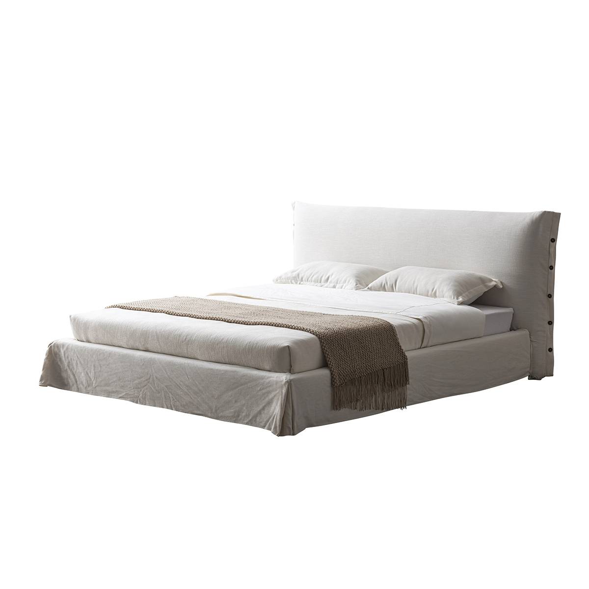 Angled view of the bed against a white background