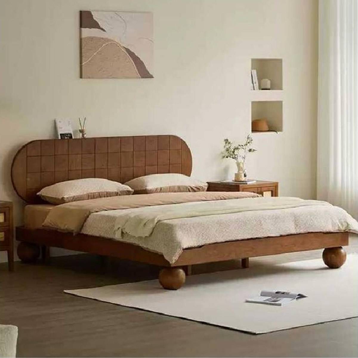 Mid-Century Solid Wood Bed (A51-YZ-C300)