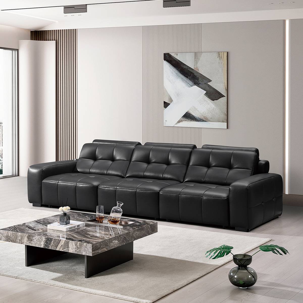 Eco-Leather Electric Flat-Push Sofa Bed (A01-Flat-Push Sofa)