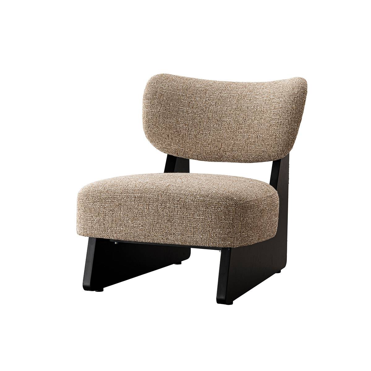 Side view of beige modern lounge chair