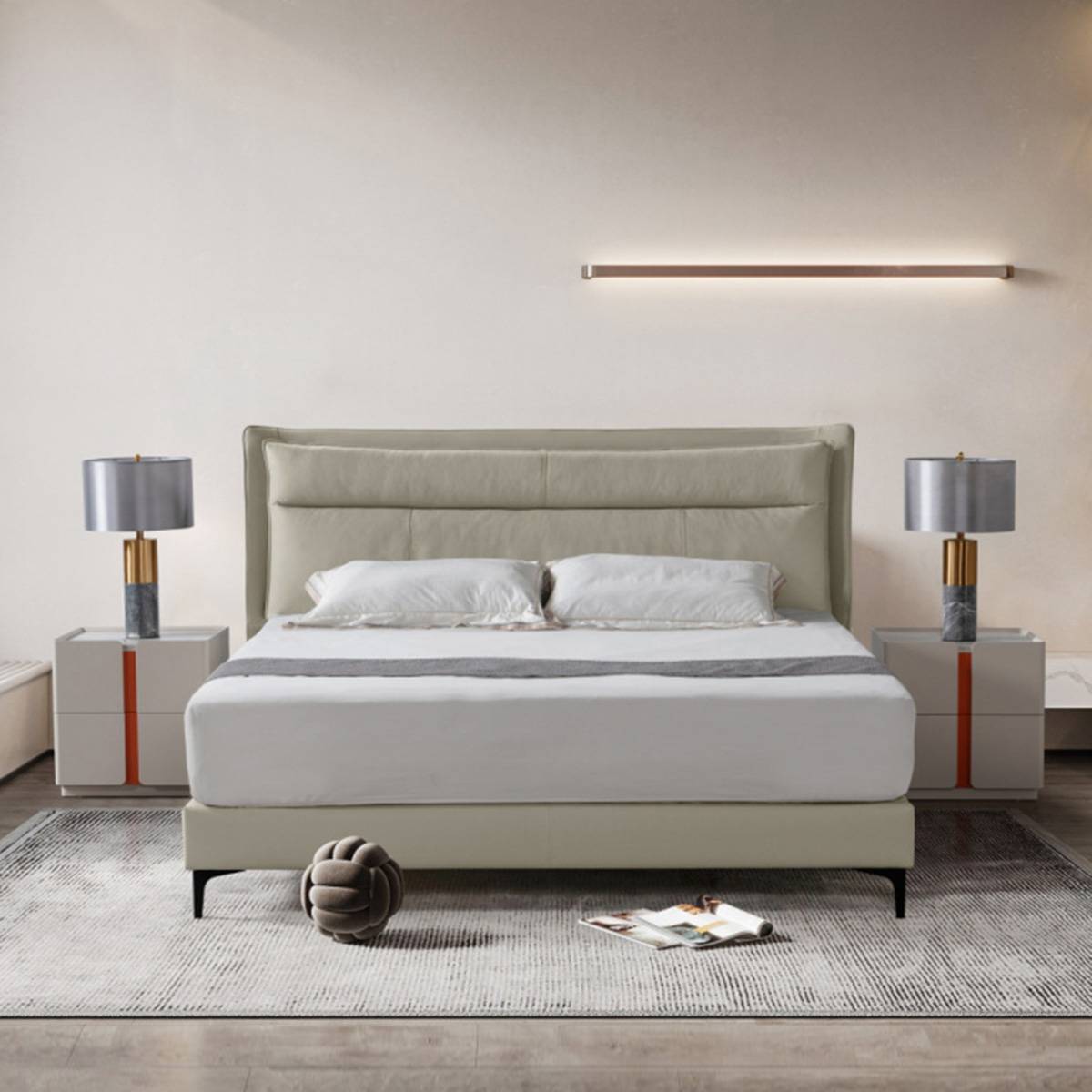 Minimalist Genuine Leather Bed (B02-4086)