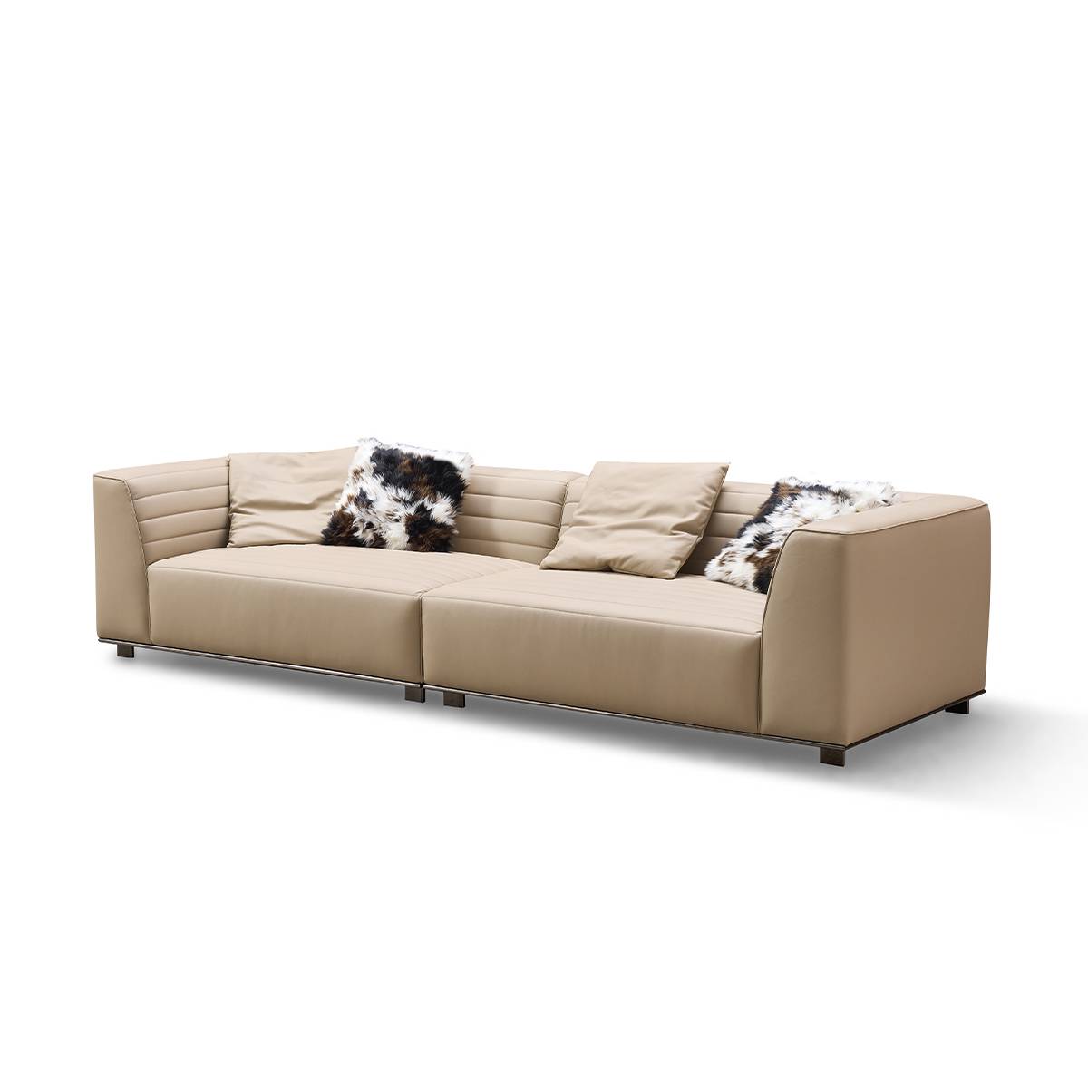 Side view of the Roger sofa showing the stainless steel legs
