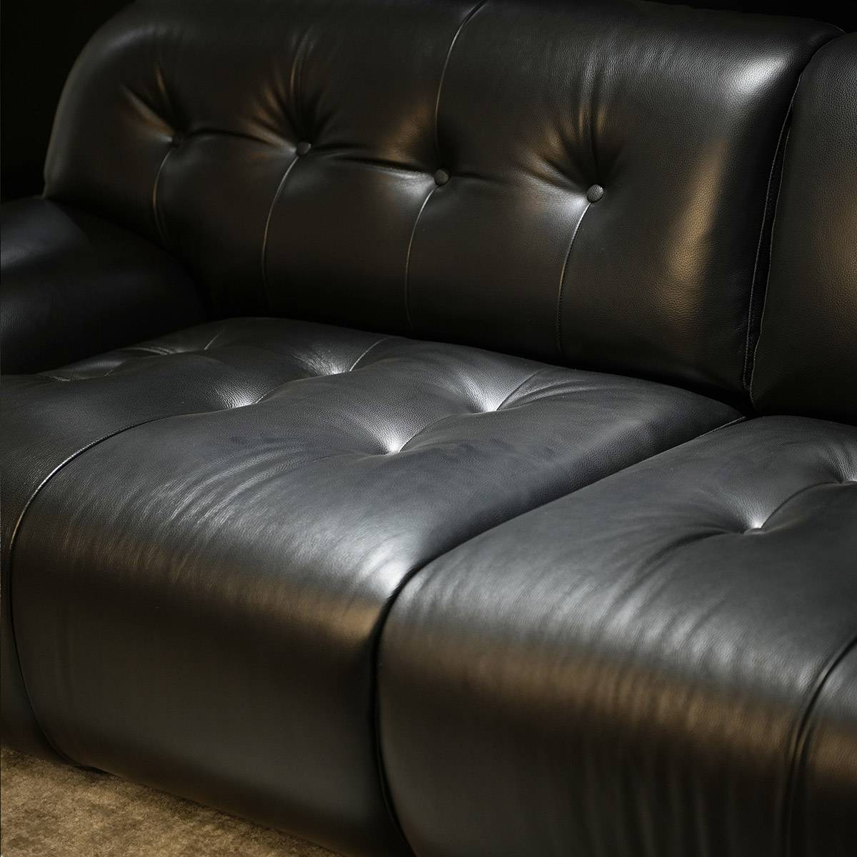 Side view of the sofa seat cushions and backrest