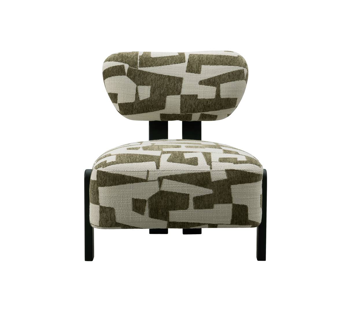 Front view of the brown geometric pattern lounge chair