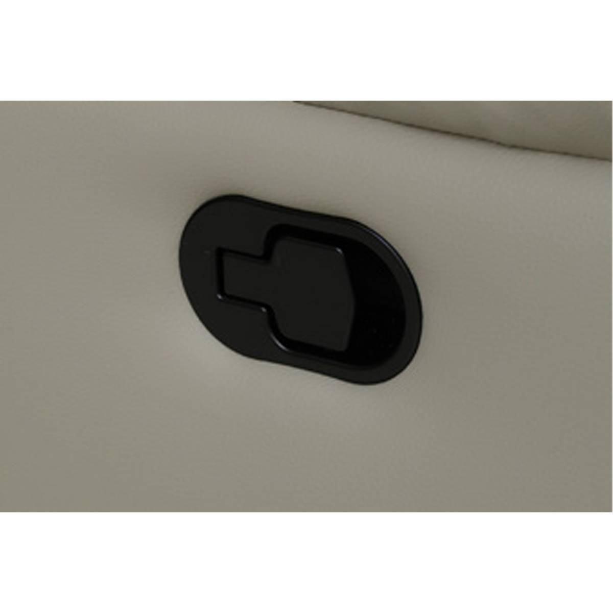 Close-up of the manual recliner lever on the side of the chair