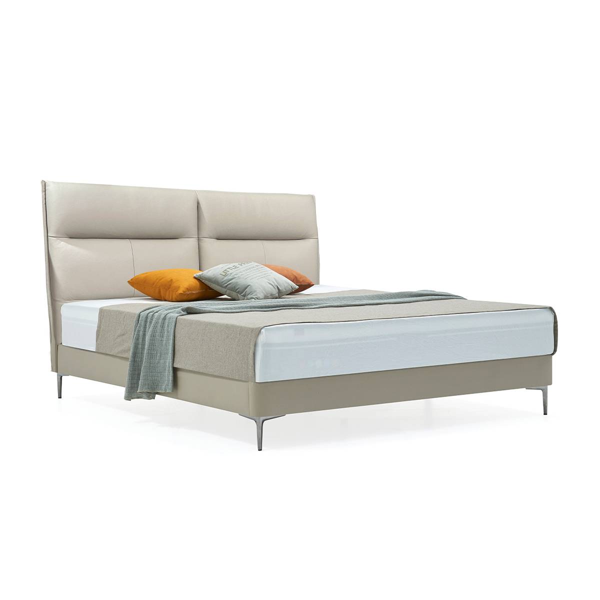 Side angle view of the bed showing the headboard and frame structure