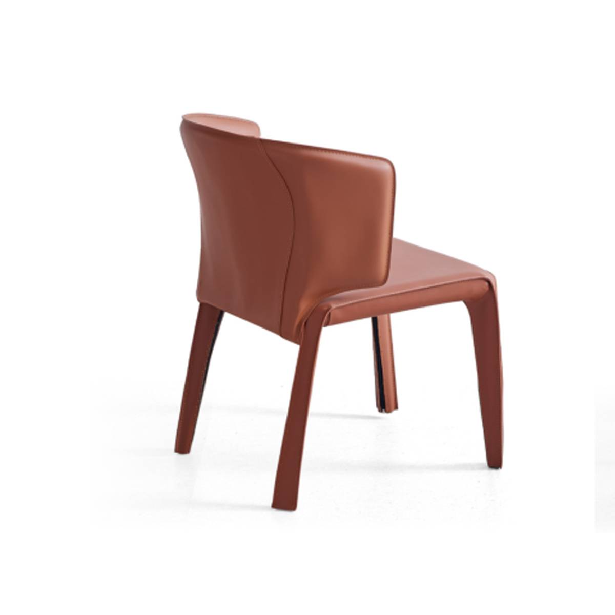 Rear side view of the brown leather Z67 dining chair