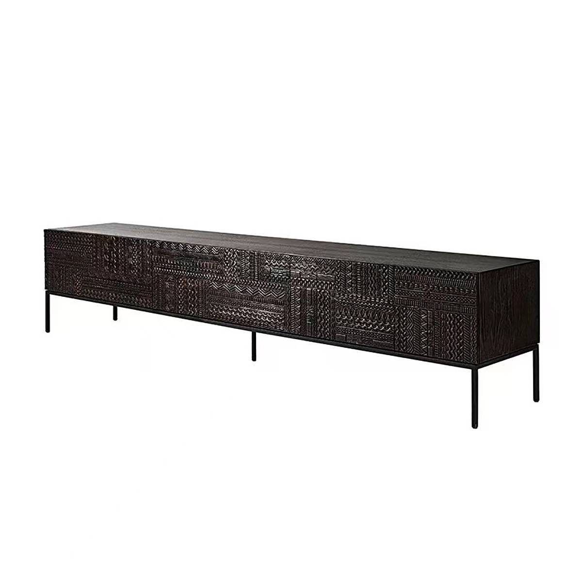 Angled view of the black sideboard against a white background