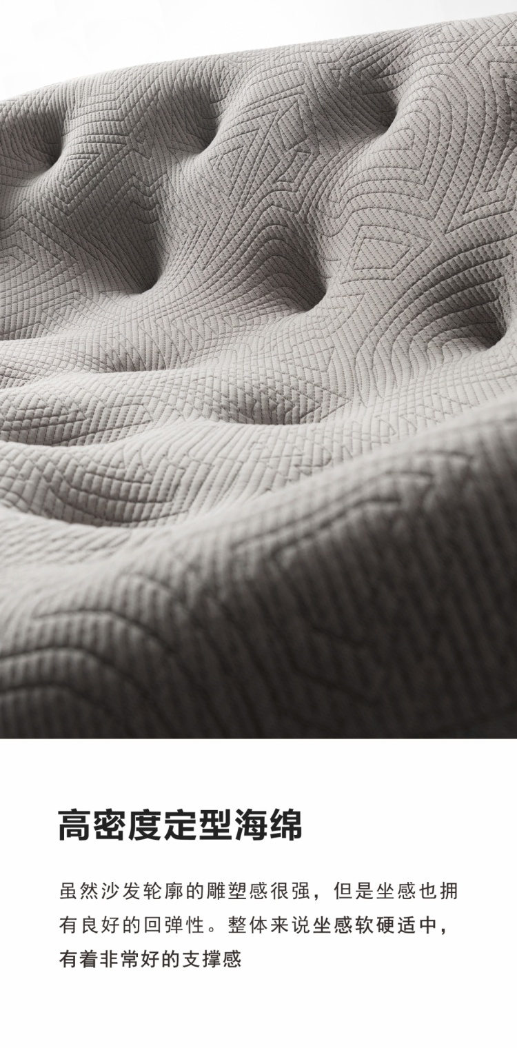 Detail shot of the high-density foam texture and upholstery pattern