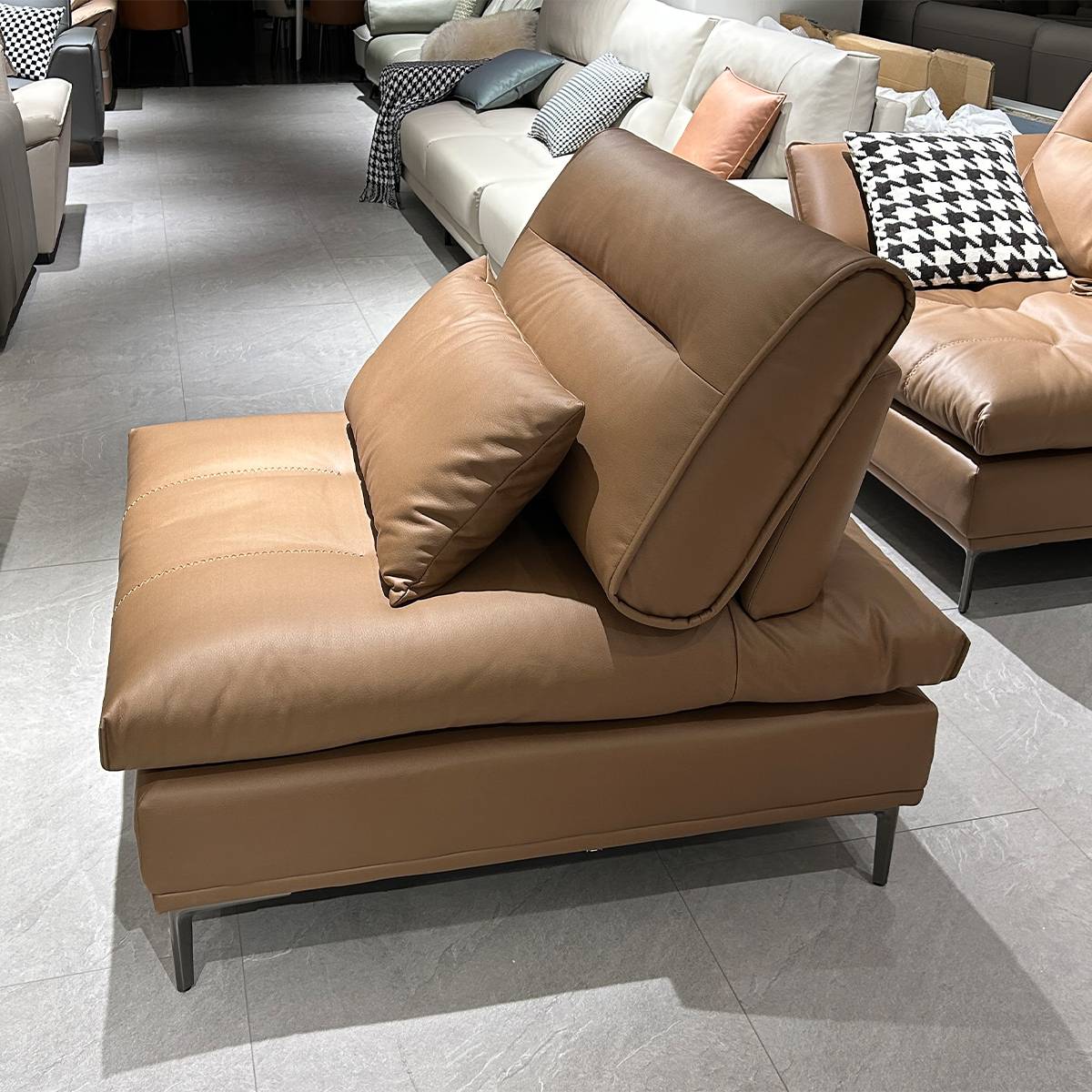 Close-up view of the sofa seat cushion and backrest detail